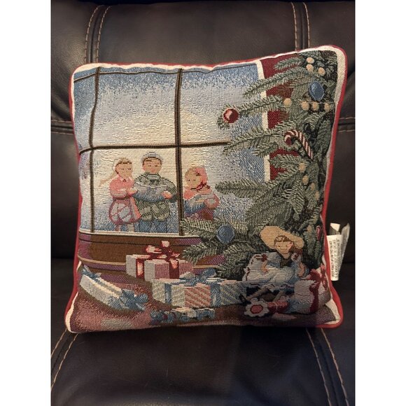 Arlee Home Fashions Christmas Tapestry Throw Pillow 12"x12" Polyester Fiber Chri - Picture 1 of 8